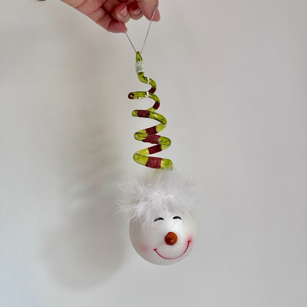 NWT Whimsical Glass Snowman Head Ornament - Picture 8 of 8